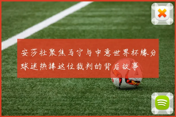安莎社聚焦马宁与中意世界杯缘分球迷热捧这位裁判的背后故事